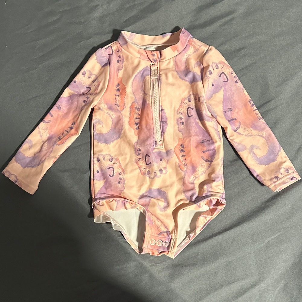 Pink and Purple Long Sleeve baby swimsuit